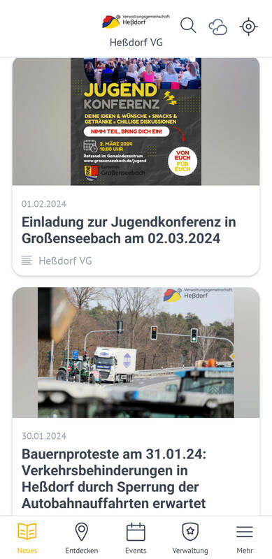 MeinOrt-App der VG Heßdorf (Android) - Aktuelles Neuigkeiten News