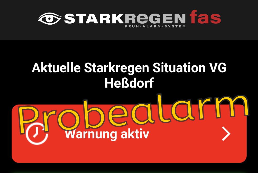 FAS (Starkregen-Frühalarm-System) der VG Heßdorf - Probealarm